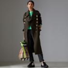 Burberry Burberry Bird Button Cashmere Wool Military Coat, Size: 06, Green