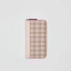 Burberry Burberry Small Scale Check And Leather Ziparound Wallet, Pink