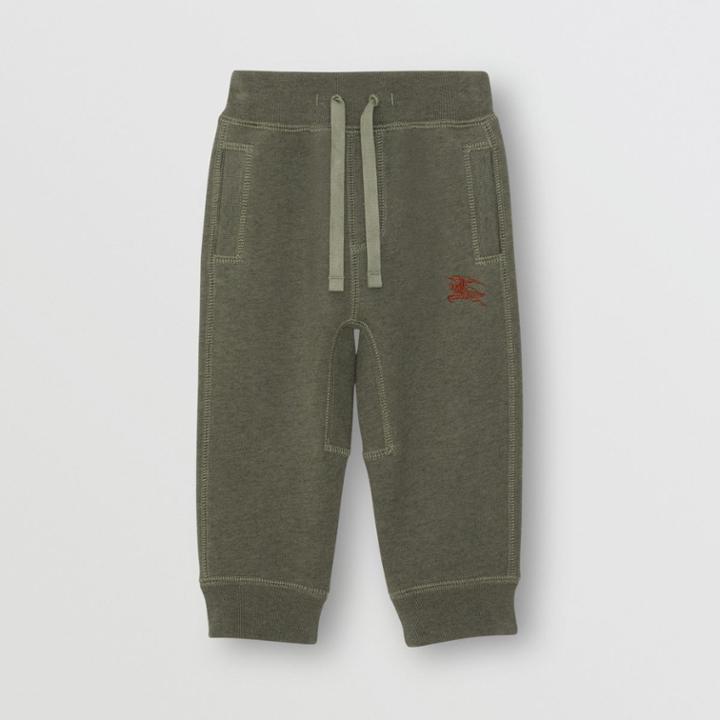 Burberry Burberry Childrens Embroidered Logo Cotton Trackpants, Size: 6m, Green
