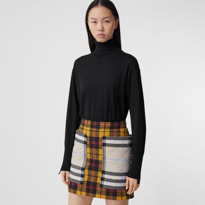Burberry Burberry Logo Tape Wool Silk Roll-neck Sweater, Black
