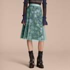 Burberry Watercolour Rose Print And Pleated Tulle Skirt