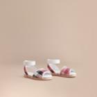 Burberry Burberry Leather Ankle Strap And House Check Espadrille Sandals, Size: 30, Pink