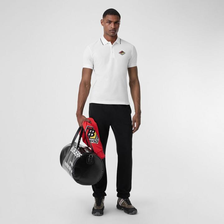 Burberry Burberry Logo Graphic Cotton Piqu Polo Shirt, White