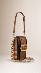 Burberry The Belt Bag -oblong In Textured Leather And House Check