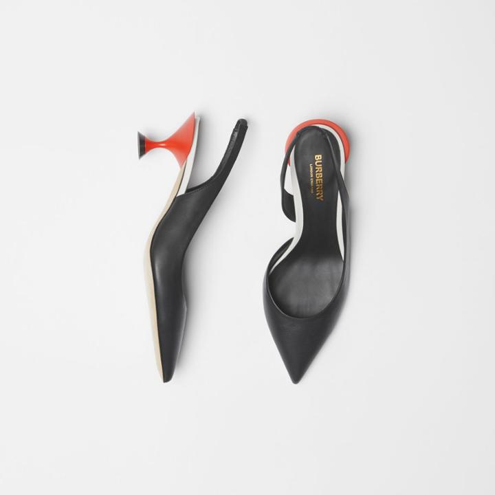 Burberry Burberry Leather Slingback Pumps, Size: 35, Black