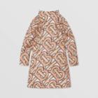 Burberry Burberry Childrens Puff-sleeve Monogram Print Silk Dress, Size: 14y, Pink