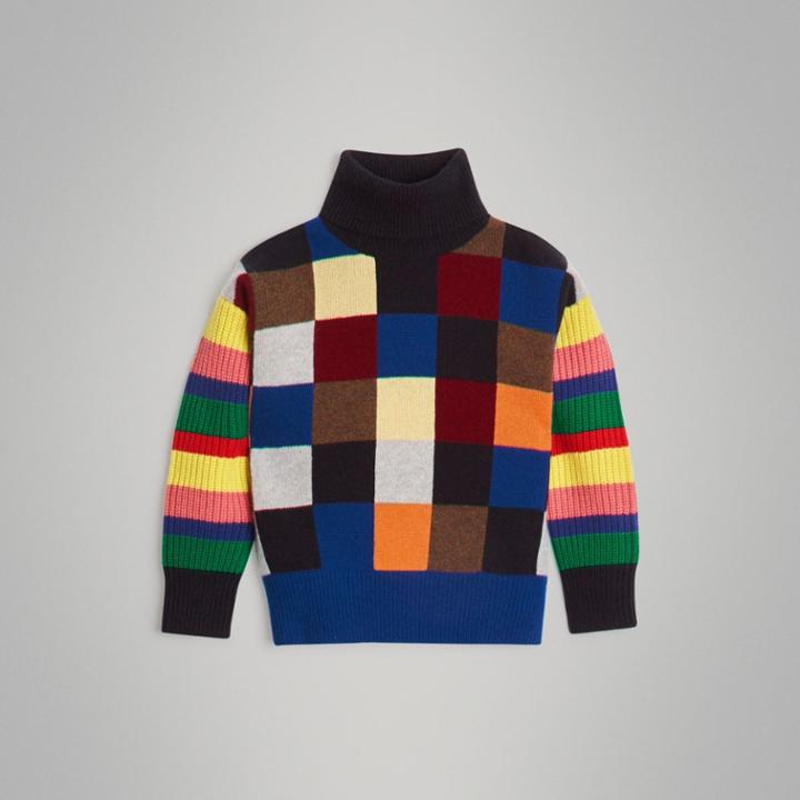 Burberry Burberry Patchwork Cashmere Roll-neck Sweater, Size: 14y, Multicolour