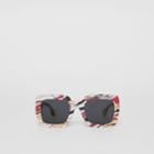 Burberry Burberry Marbled Check Oversized Square Frame Sunglasses, Red