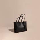 Burberry Burberry The Small Reversible Tote In Haymarket Check And Leather, Black