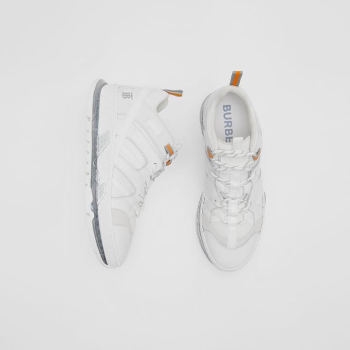 Burberry Burberry Nylon And Leather Union Sneakers, Size: 41, White