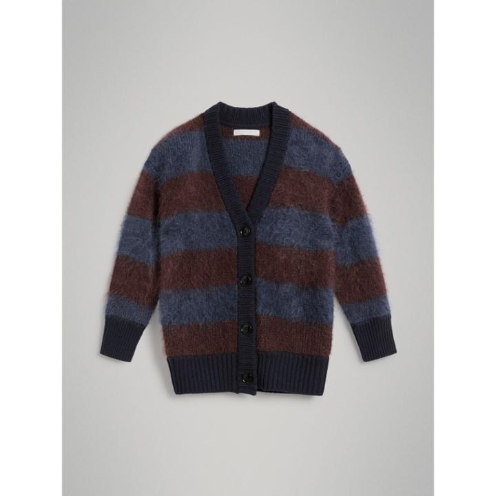 Burberry Burberry Tri-tone Striped Mohair Blend Cardigan, Size: 14y
