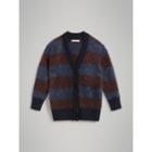 Burberry Burberry Tri-tone Striped Mohair Blend Cardigan, Size: 14y