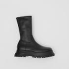 Burberry Burberry Leather And Lambskin Boots, Size: 38, Black