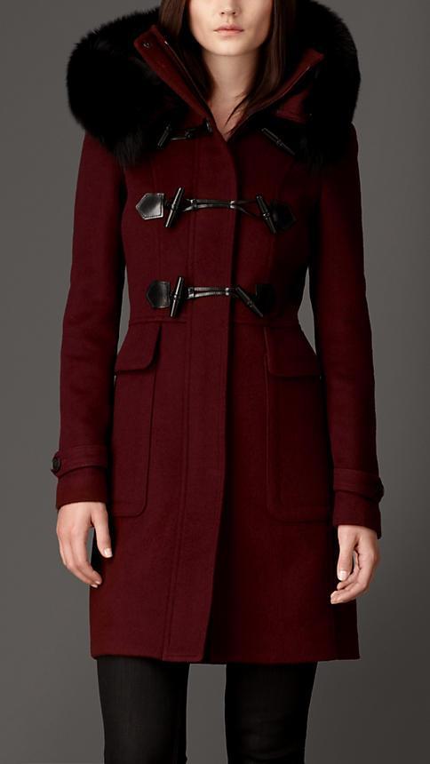 Burberry Rabbit Fur Detail Duffle Coat