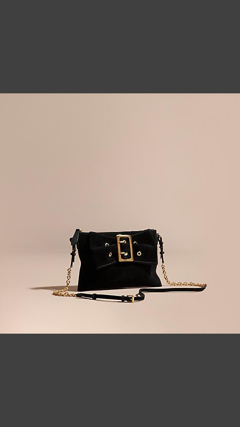 Burberry Suede Clutch Bag With Buckled Bow Detail