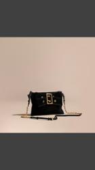 Burberry Suede Clutch Bag With Buckled Bow Detail