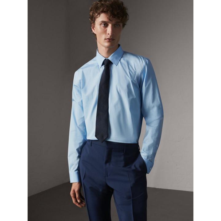 Burberry Burberry Modern Fit Cotton Poplin Shirt, Size: 14.5, Blue