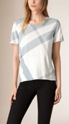 Burberry Burberry Check Print Cotton T-shirt, Blue