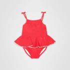 Burberry Burberry Childrens Check Detail Peplum One-piece Swimsuit, Size: 18m, Red