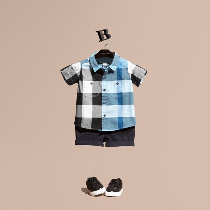 Burberry Burberry Short-sleeved Check Cotton Shirt, Size: 2y, Blue
