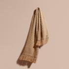 Burberry Burberry Oversize Aran Knit Wool Cashmere Scarf, Brown