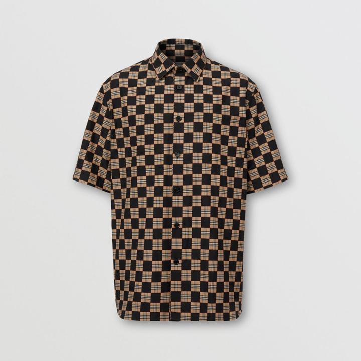 Burberry Burberry Short-sleeve Chequer Print Cotton Shirt, Size: M