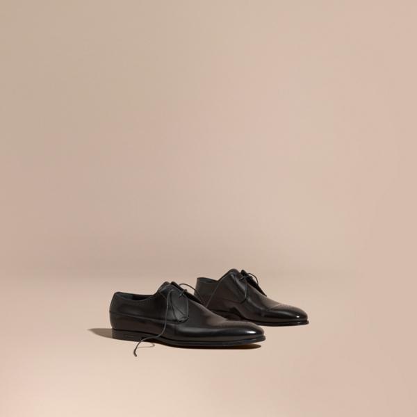 Burberry Perforated Detail Leather Derby Shoes