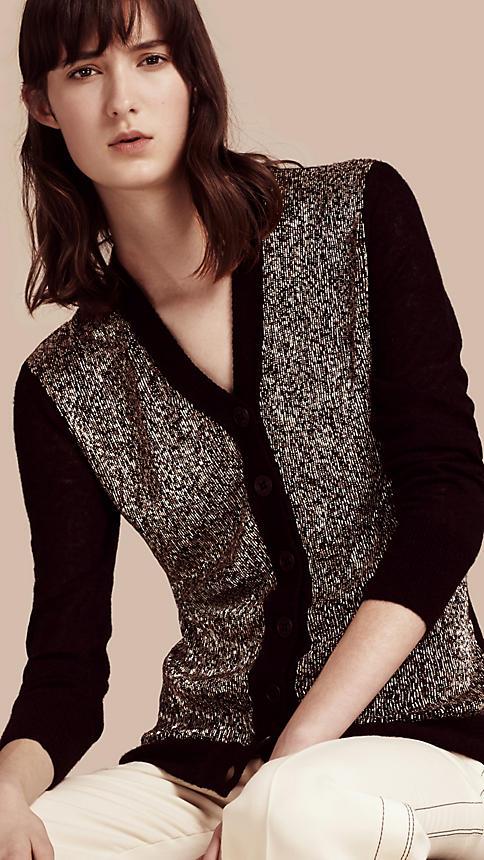Burberry Mohair Blend Cardigan With Metallic Beadwork