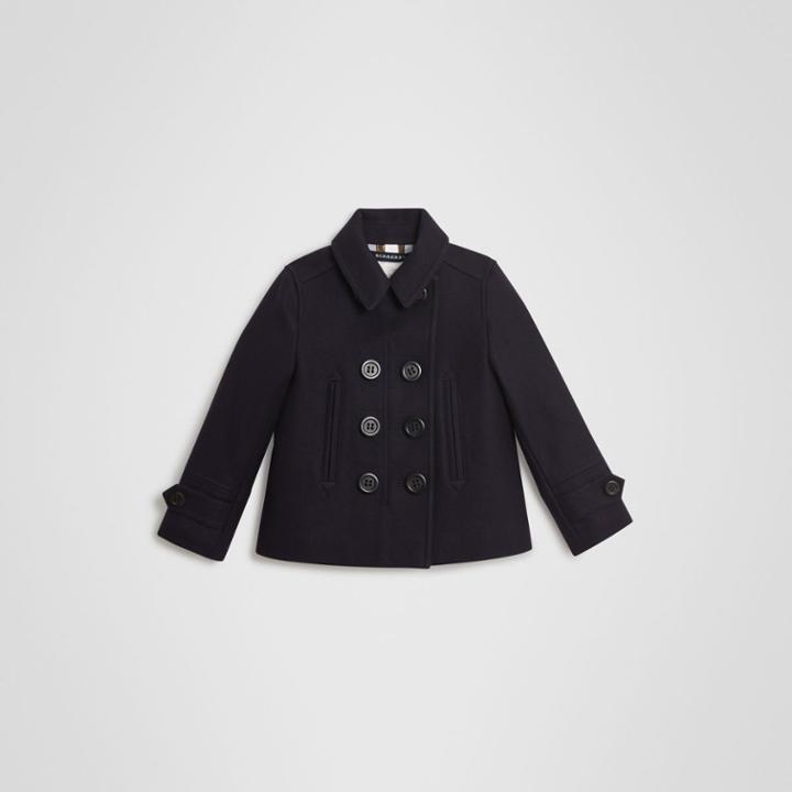 Burberry Burberry Childrens Wool Cashmere Blend Pea Coat, Size: 10y, Blue