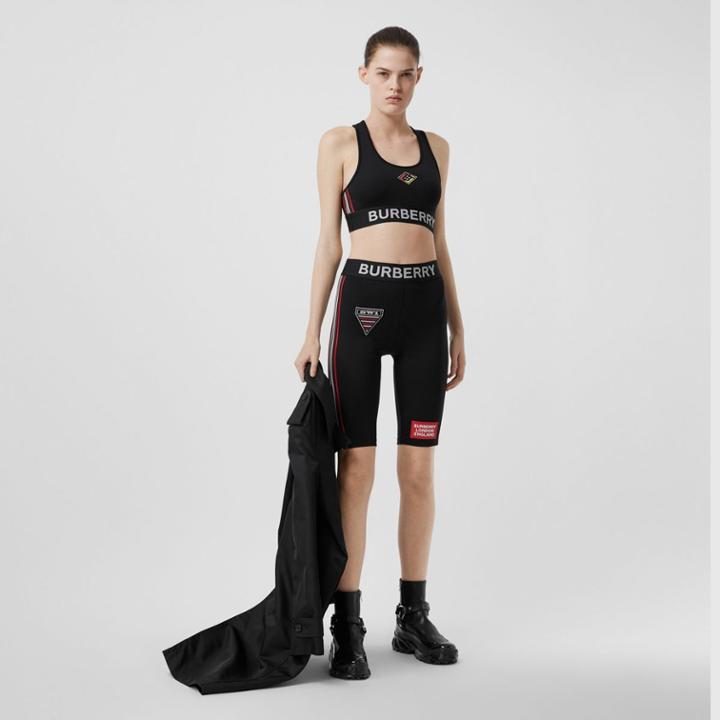Burberry Burberry Logo Graphic Stretch Jersey Bra Top, Black
