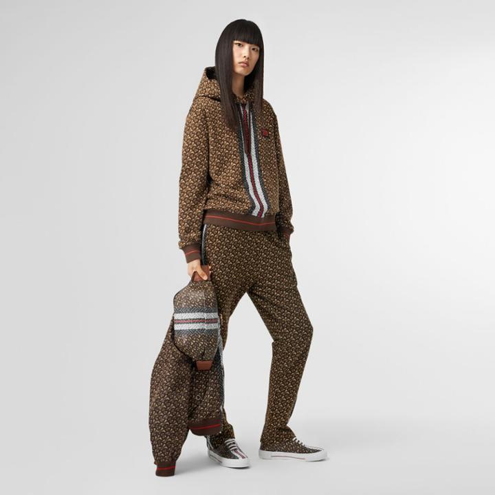 Burberry Burberry Monogram Stripe Print Cotton Trackpants, Size: Xs, Bridle Brown