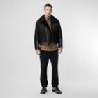 Burberry Burberry Shearling And Leather Jacket, Size: 46, Black