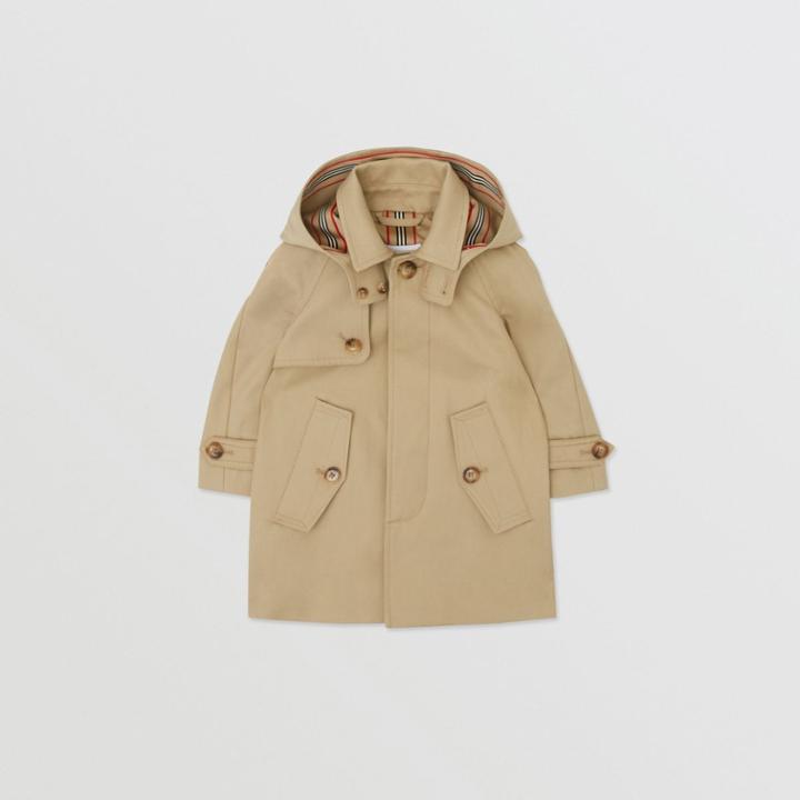 Burberry Burberry Childrens Detachable Hood Icon Stripe Trim Cotton Car Coat, Size: 2y, Yellow