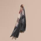 Burberry Burberry Ombr Washed Check Silk Scarf, Brown