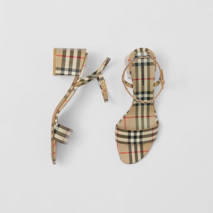 Burberry Burberry Vintage Check Patent Leather Sandals, Size: 36