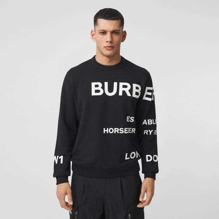 Burberry Burberry Horseferry Print Cotton Sweatshirt, Size: M, Black