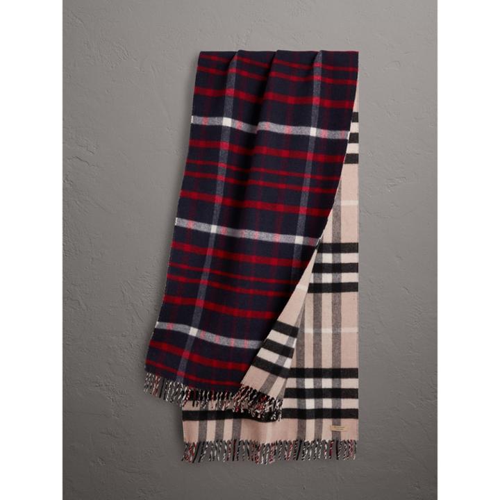 Burberry Burberry Check Wool Cashmere Oversize Scarf, Blue