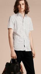 Burberry Short-sleeved Dash Print Cotton Shirt