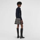 Burberry Burberry Check Detail Merino Wool Sweater, Size: Xs, Blue