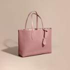 Burberry Burberry The Medium Reversible Tote In Haymarket Check And Leather, Purple