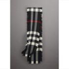 Burberry Burberry Fringed Check Wool Scarf, Black