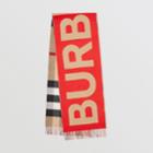 Burberry Burberry Reversible Check And Logo Cashmere Scarf, Beige