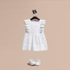 Burberry Burberry Ruffle And Pleat Detail Cotton Dress, Size: 3y, White