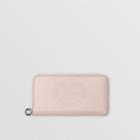 Burberry Burberry Embossed Crest Two-tone Leather Ziparound Wallet, Pink