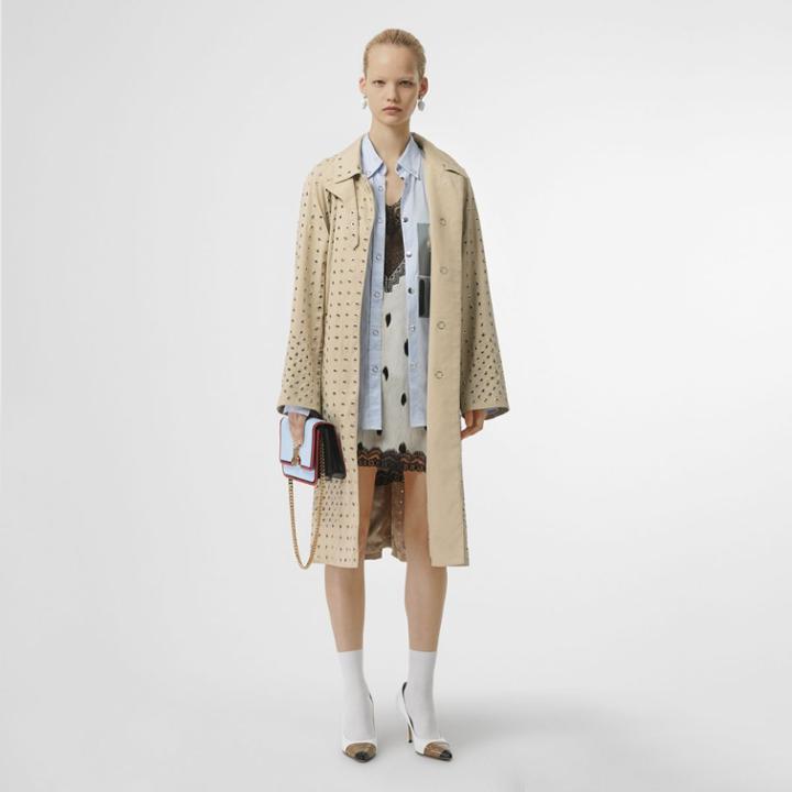 Burberry Burberry Eyelet Detail Cotton Car Coat, Size: 00, Beige