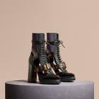 Burberry Burberry Leather And Snakeskin Cut-out Platform Boots, Size: 38, Brown