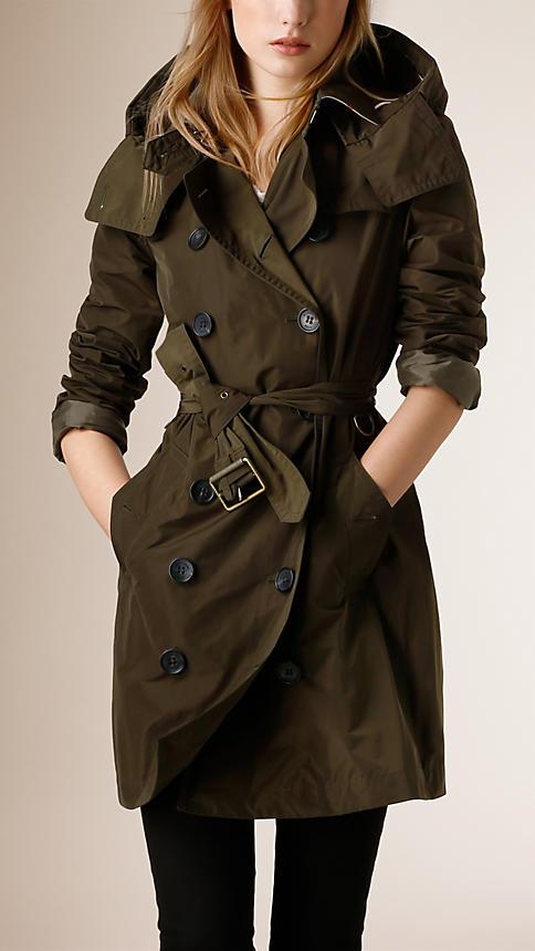 Burberry Taffeta Trench Coat With Detachable Hood