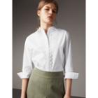 Burberry Burberry Scalloped Stretch Cotton Shirt, Size: 14, White