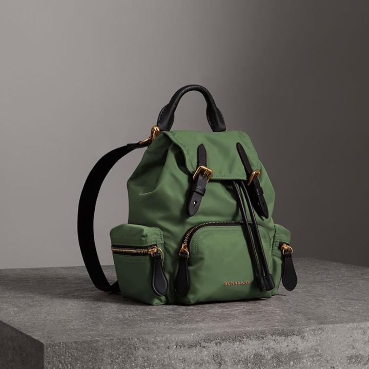Burberry Burberry The Small Crossbody Rucksack In Nylon, Green