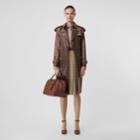 Burberry Burberry Leather Detail Showerproof Trench Coat, Size: 00, Brown